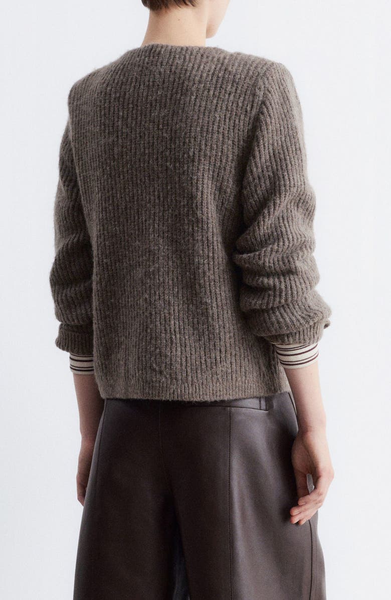 & Other Stories Fuzzy Rib Wool & Alpaca Blend Cardigan, Alternate, color, Brown Mole