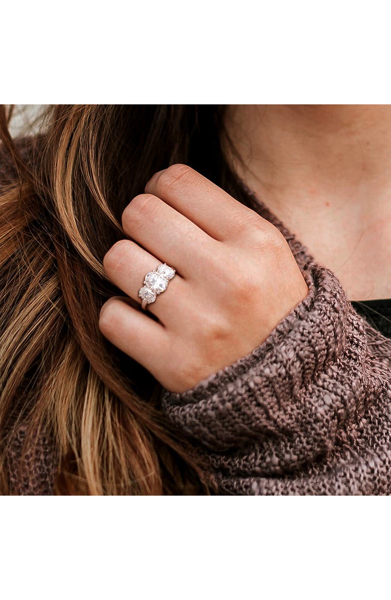 DELMAR Sterling Silver Oval Cut Created Moissanite Engagement Ring, Alternate, color,