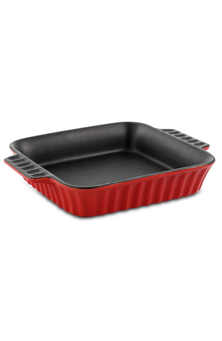 Crock-pot Denhoff 8 in. Non-Stick Ribbed Casserole, Main, color, Red