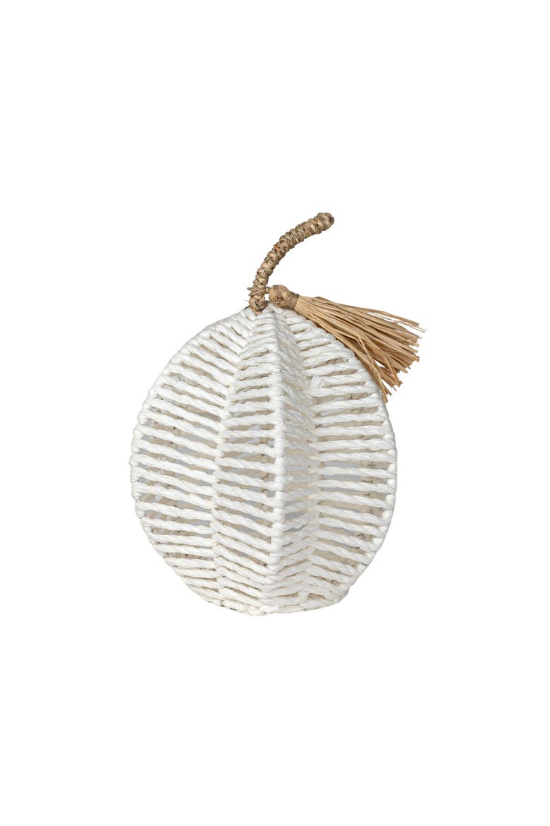Decorative White Woven Rope Pumpkin on Metal Frame, Main, color, White