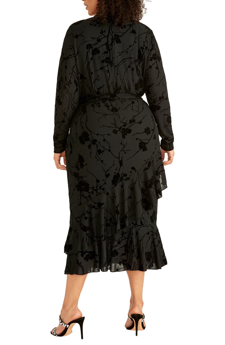 RACHEL Rachel Roy Ruffle Hem Faux Wrap Midi Dress, Alternate, color, 