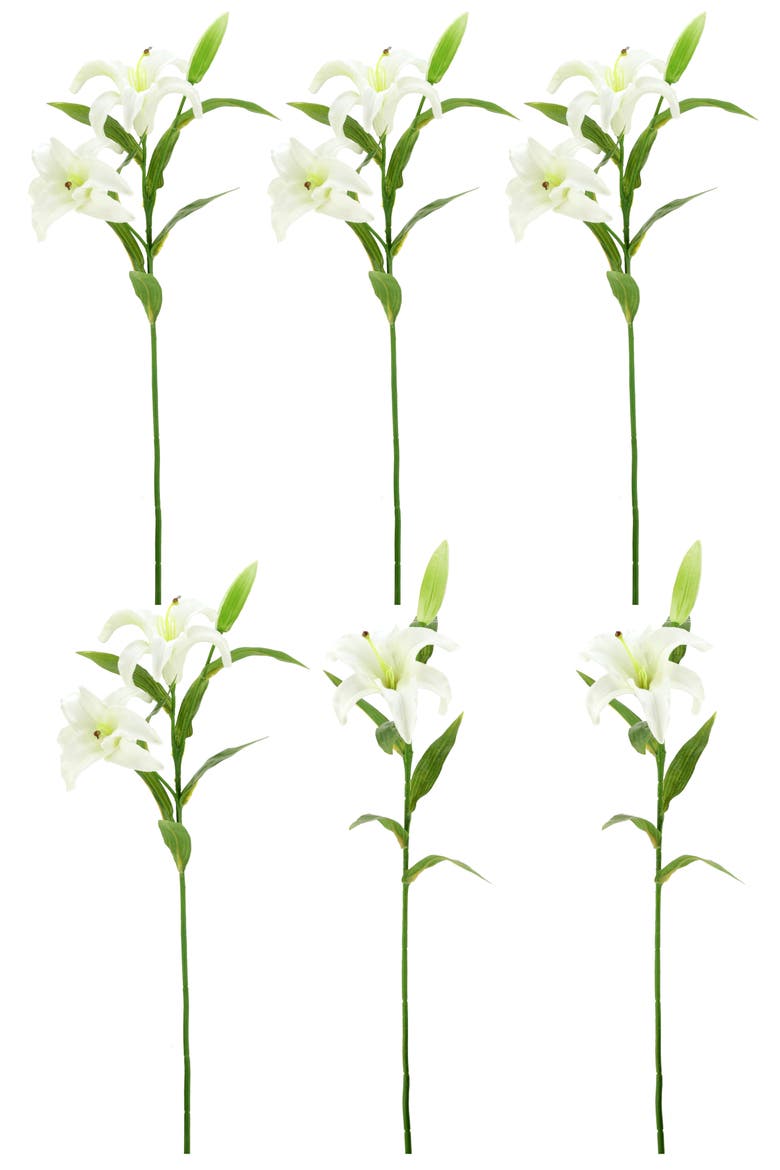 Majestic Lily Natural Touch, Box of 6, Alternate, color, White