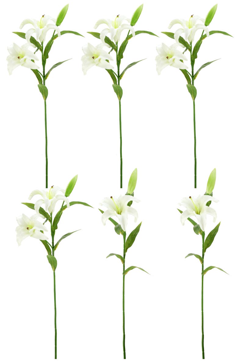 Mark Roberts Majestic Lily Natural Touch, Box of 6, Alternate, color, White