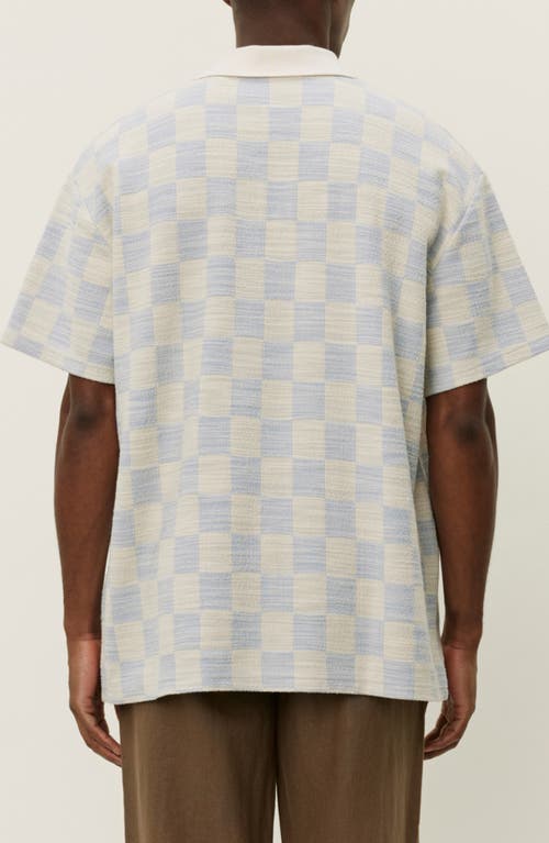 Les Deux Branson Check Jacquard Jersey Polo In White