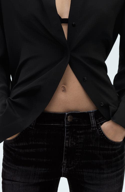Mango Low Rise Flare Leg Jeans In Dark Navy