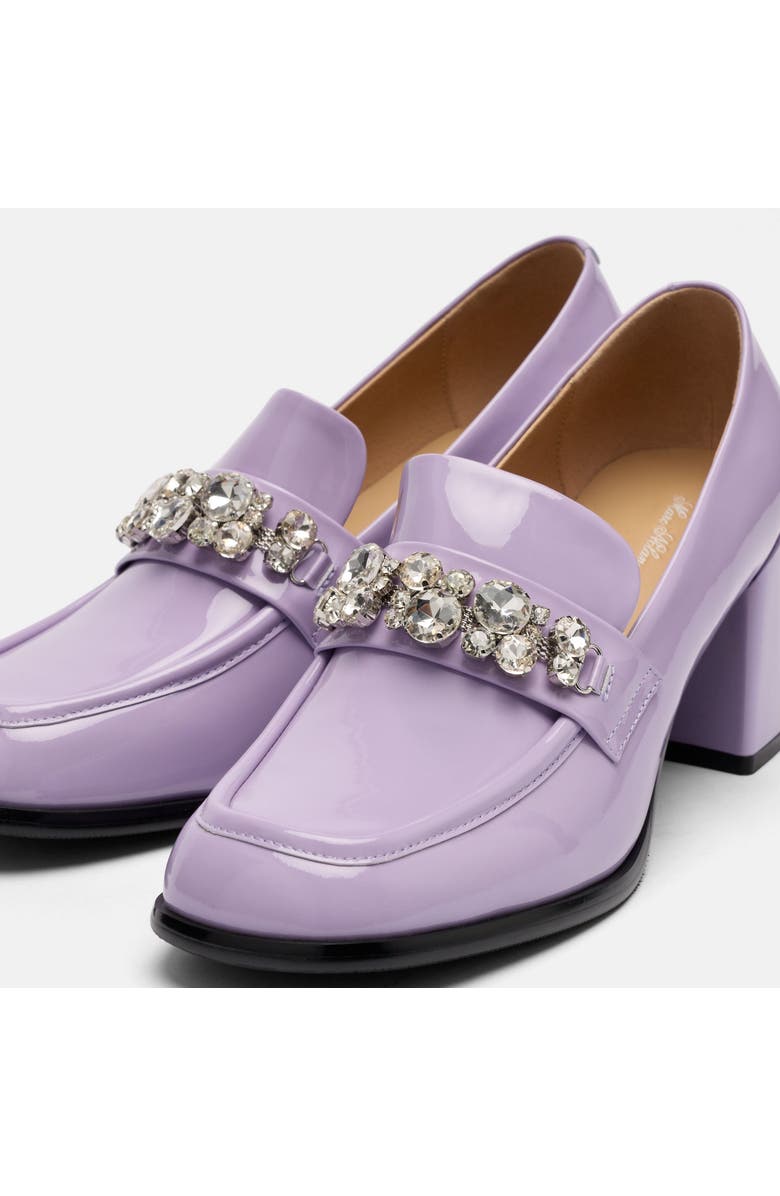 MARC NOLAN Margot Leather Penny Loafer Block Pumps, Alternate, color, Lavender