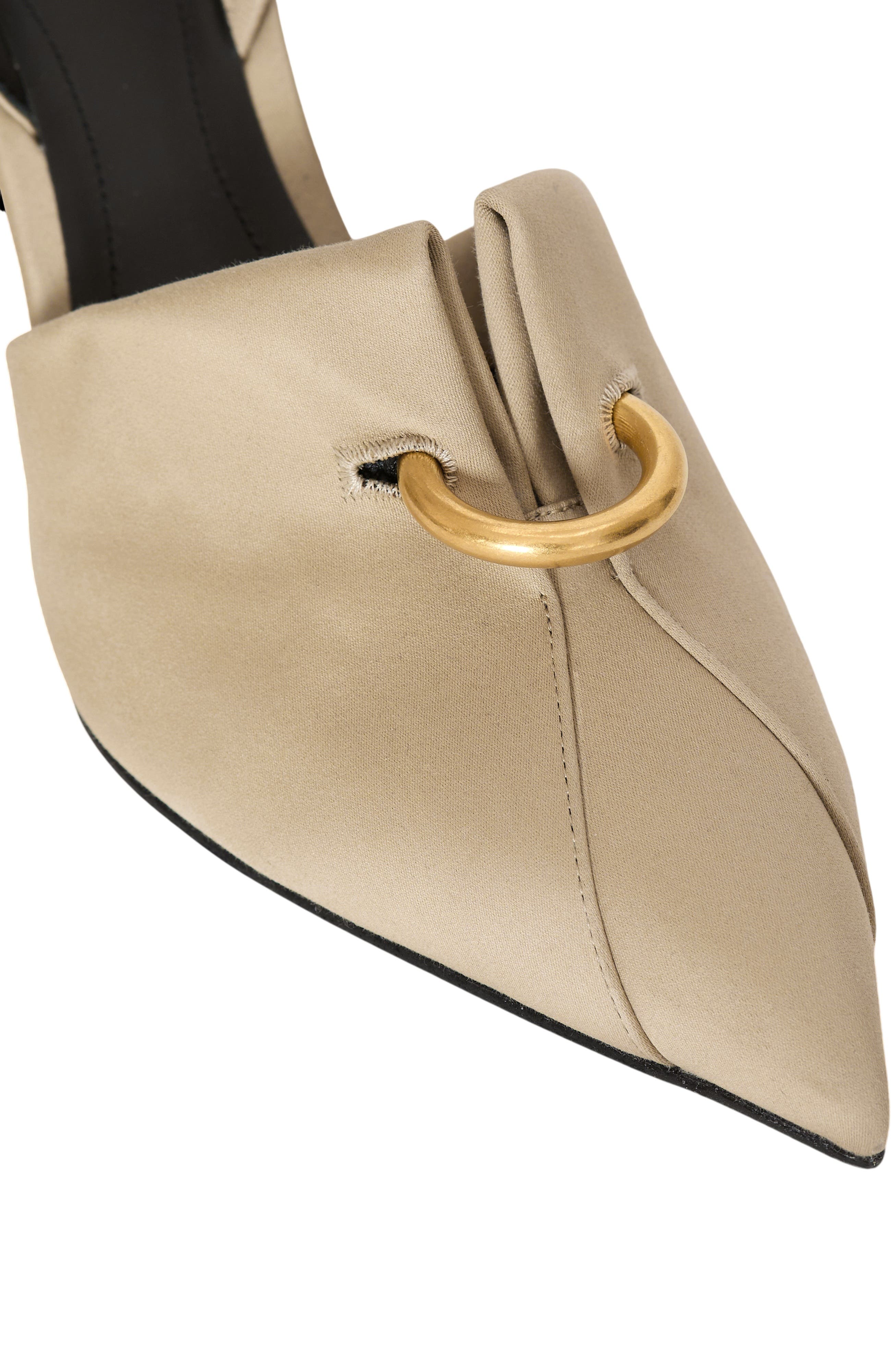 Balmain Cotton gabardine slingbacks with piercing, Alternate, color, Beige