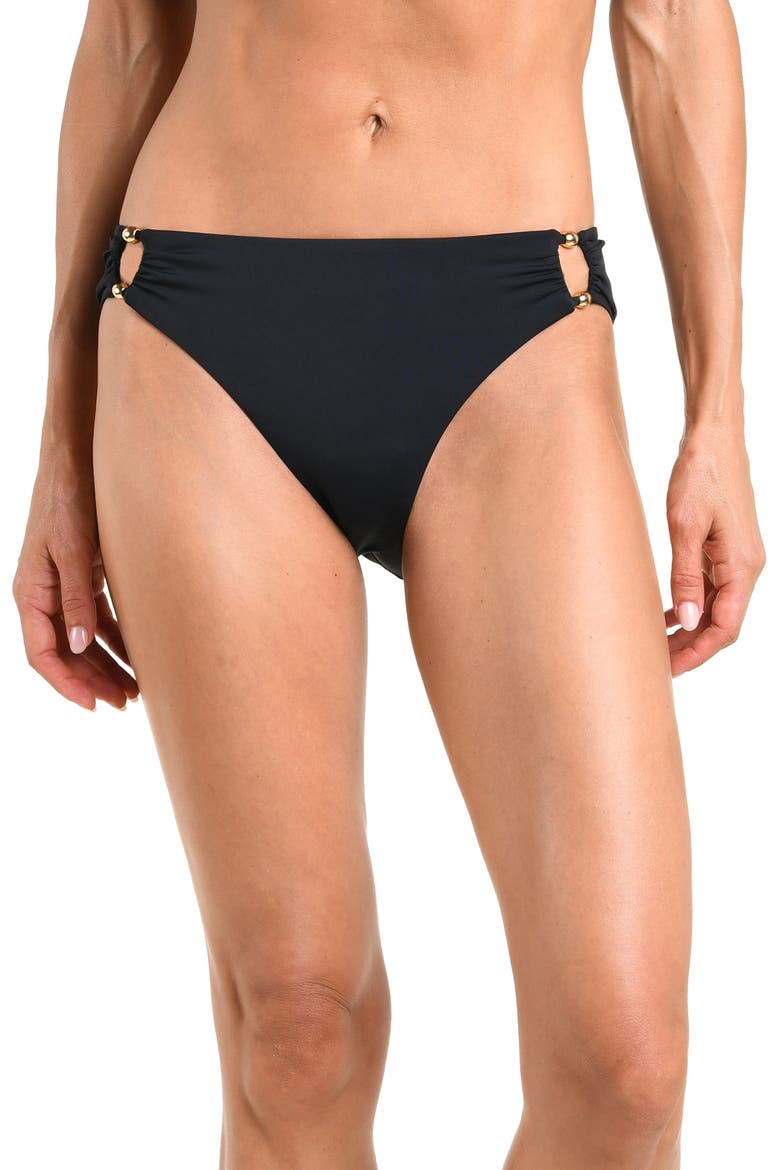 Island Goddess Hipster Bikini Bottoms, Alternate, color, BLACK
