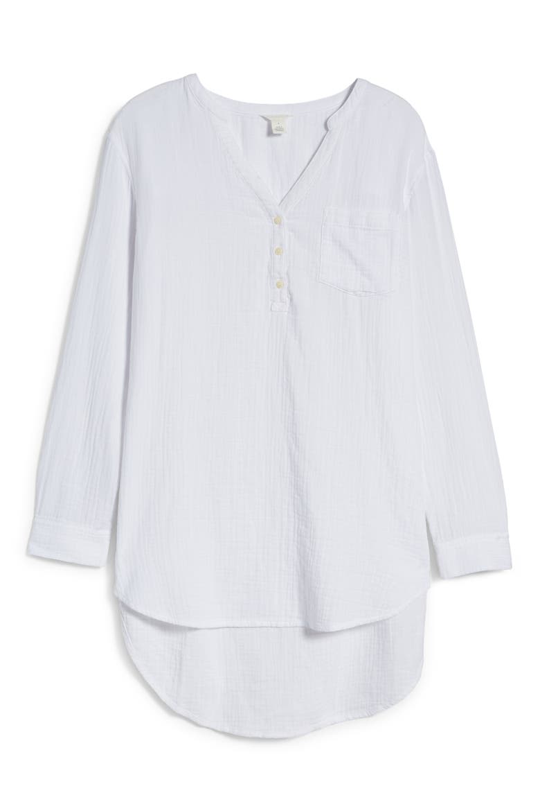 Women's Long Sleeve High/Low Tunic, Alternate, color, WHITE