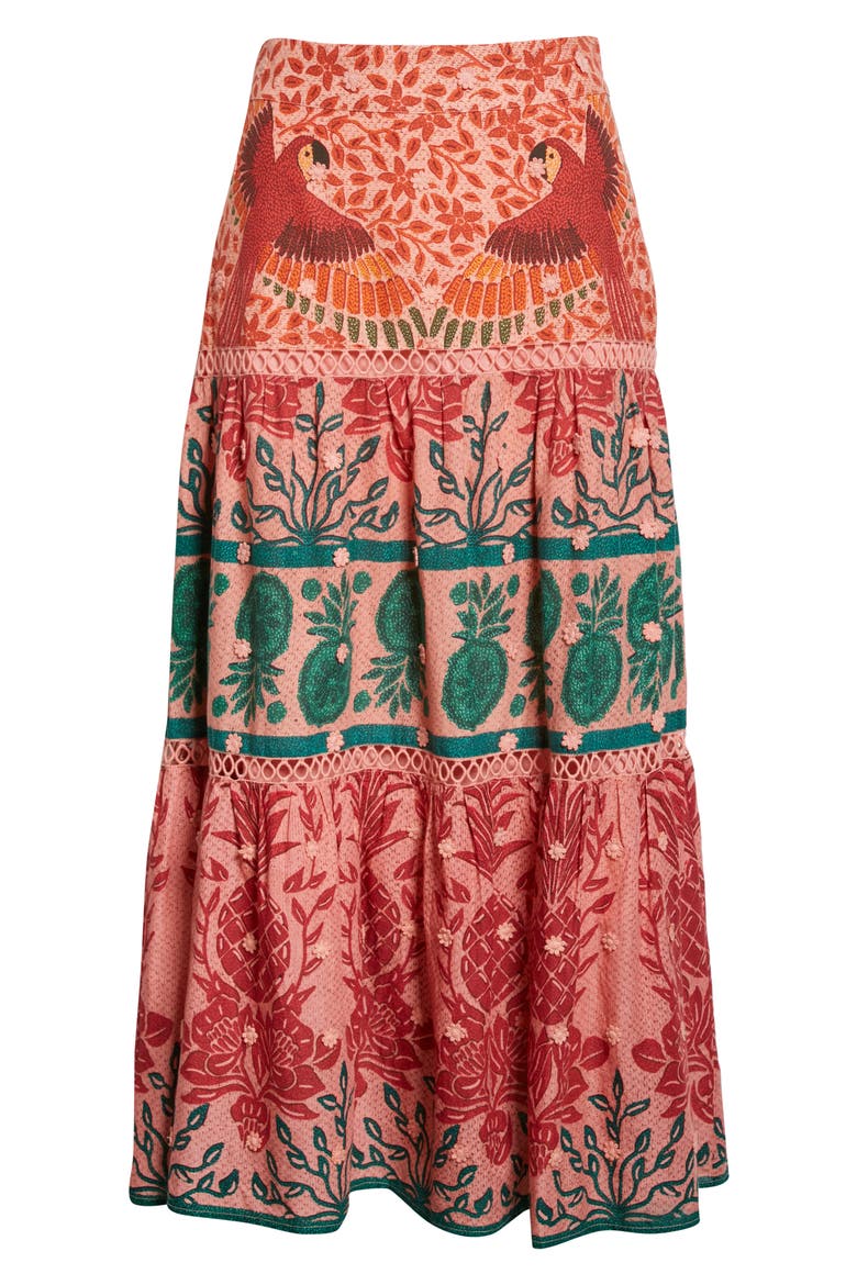 Ainika Macaws Print Cotton Skirt, Alternate, color, LIGHT PINK