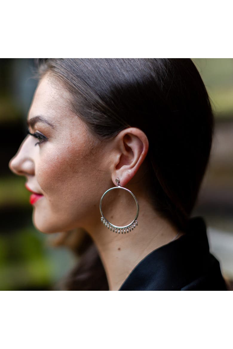 Waterfall Circle Earrings, Alternate, color, Sterling Silver