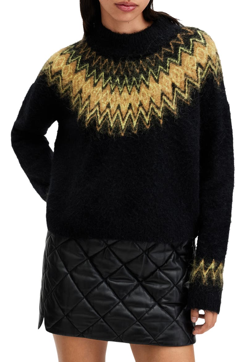 Clyde Fair Isle Sweater, Main, color, BLACK