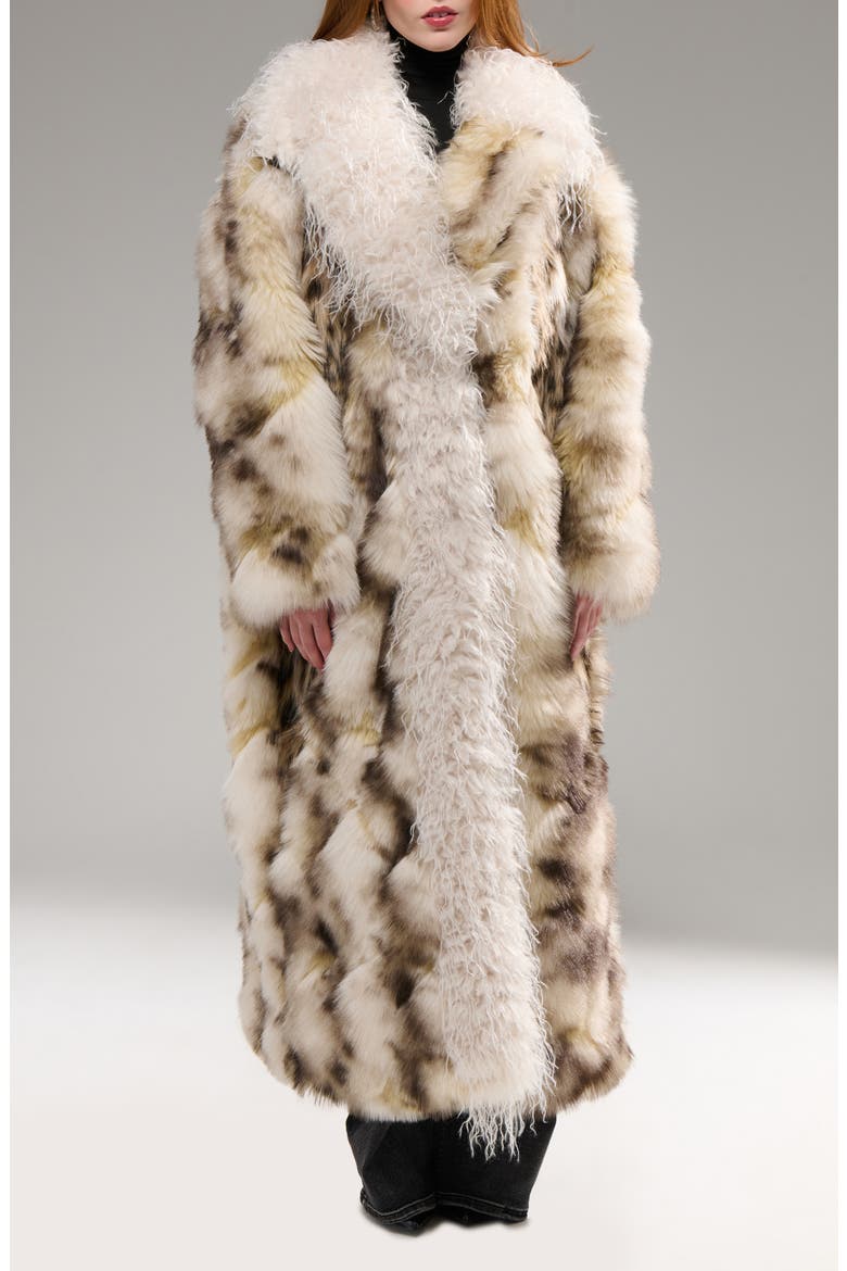 Mivra Faux Fur Coat, Main, color, CREAM MULTI