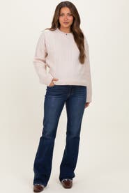 PinkBlush Dark Wash Frayed Hem Maternity Bootcut Jeans
