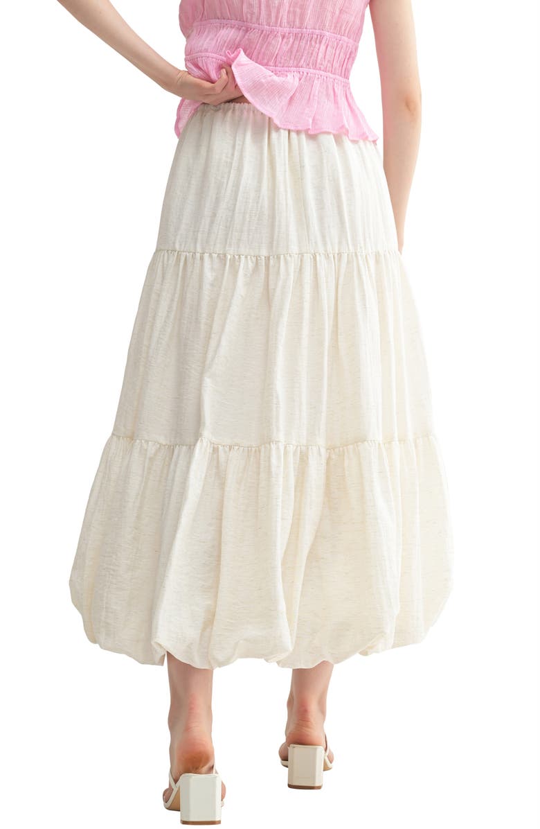 All in Favor Tiered Bubble Hem Midi Skirt, Alternate, color, Cream