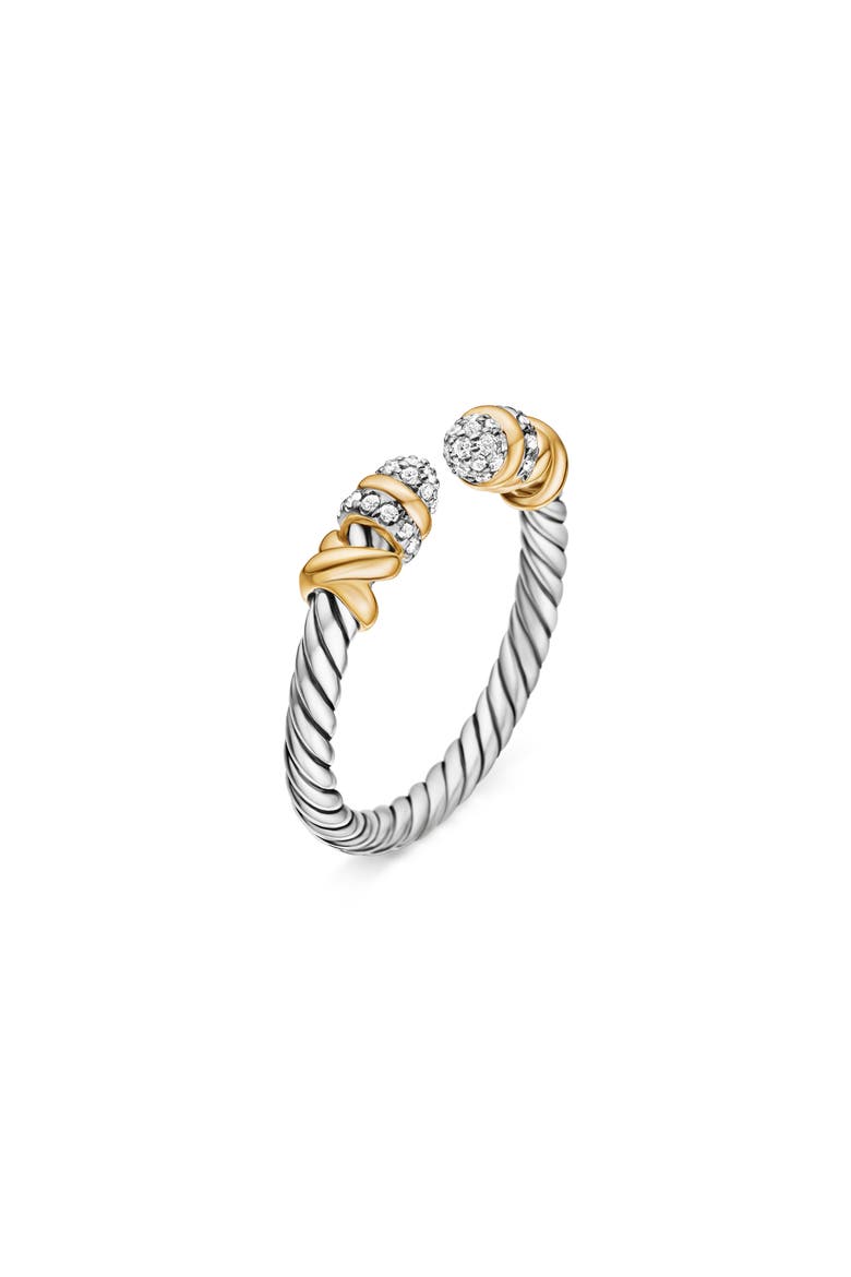 Petite Helena Open Ring with 18K Gold & Diamonds, Alternate, color, DIAMOND/ SILVER
