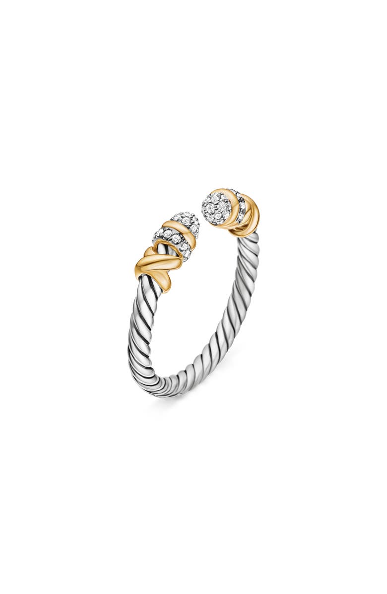 David Yurman Petite Helena Open Ring with 18K Gold & Diamonds, Alternate, color, Diamond/ Silver