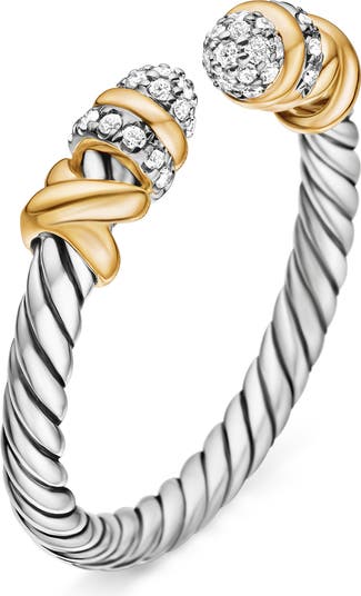Petite Helena Open Ring with Pearls, 18K Gold & Diamonds