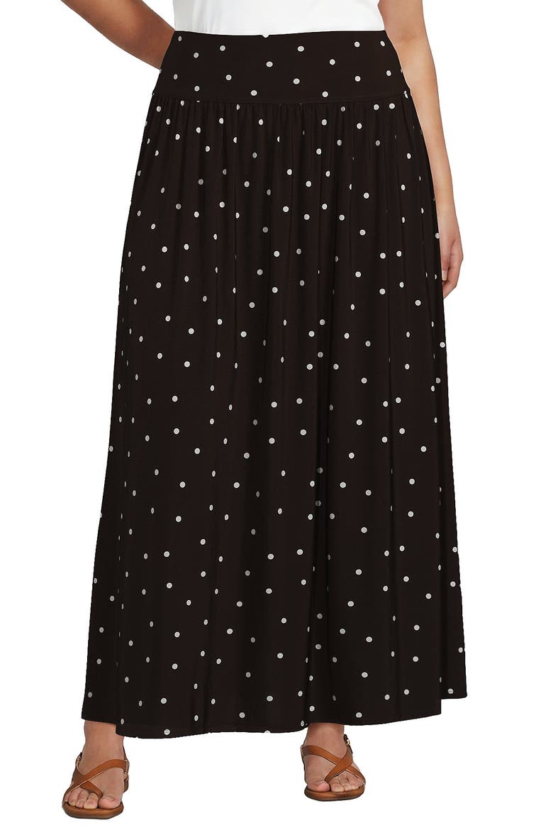Silky Knit Maxi Skirt, Main, color, Rich Coffee/White Polka Dot