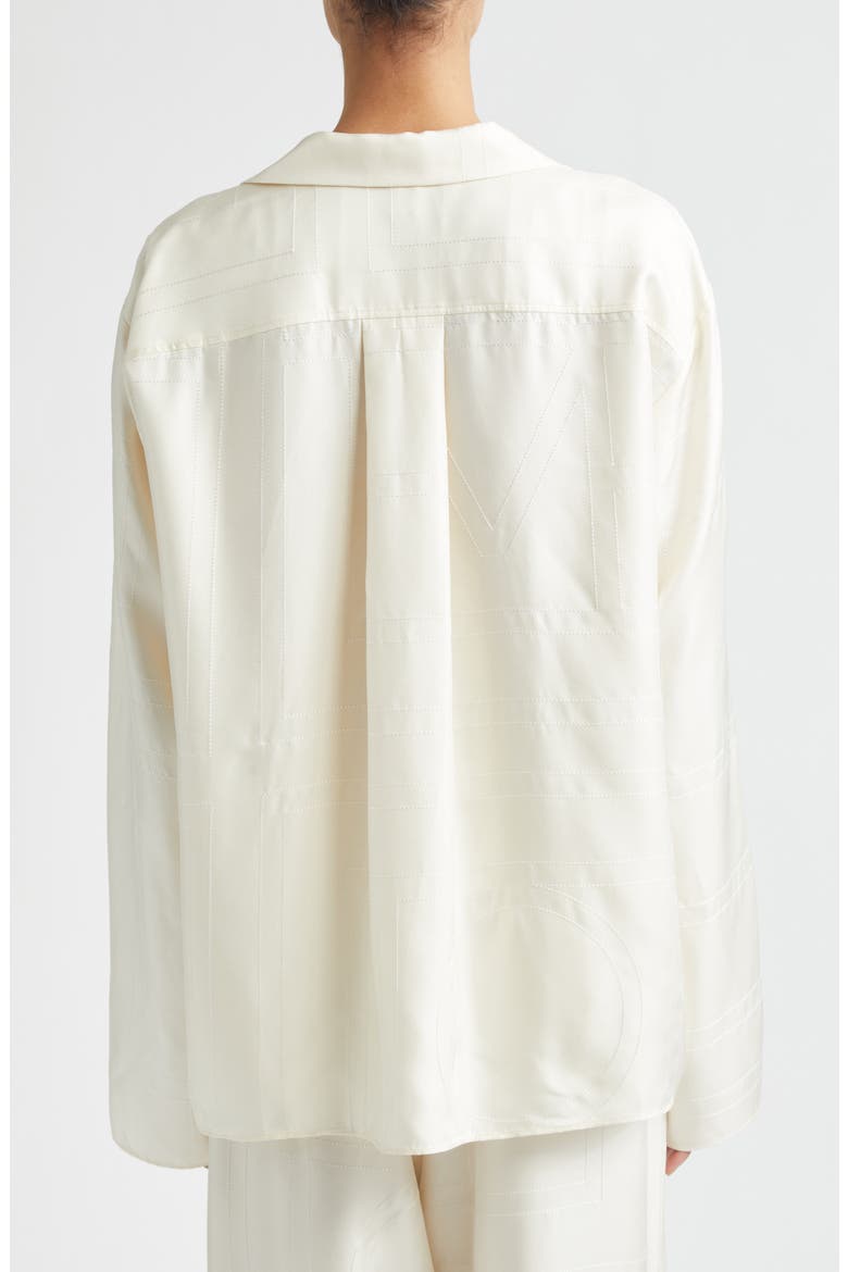 Monogram Embroidered Organic Silk Pajama Top, Alternate, color, CREAM