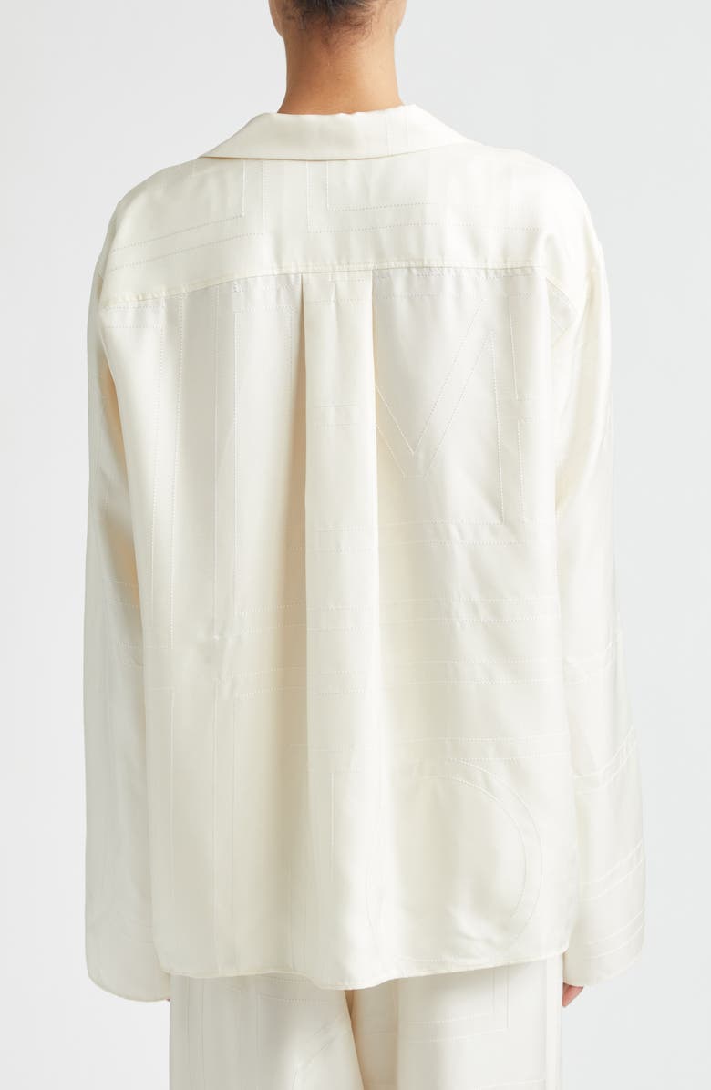 TOTEME Monogram Embroidered Organic Silk Pajama Top, Alternate, color, Cream