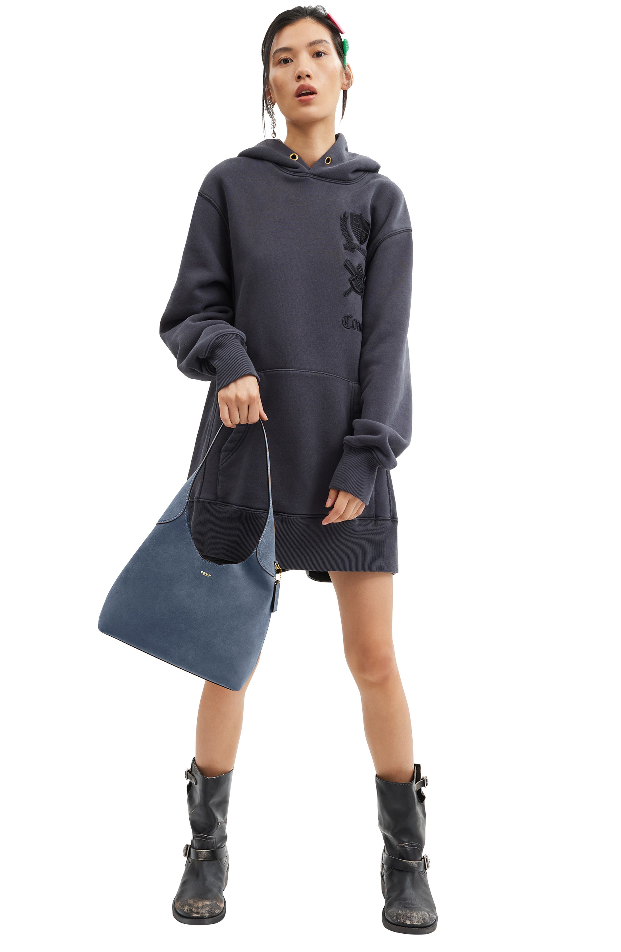 COACH Brooklyn 28 Suede Shoulder Bag, Alternate, color, Light Denim