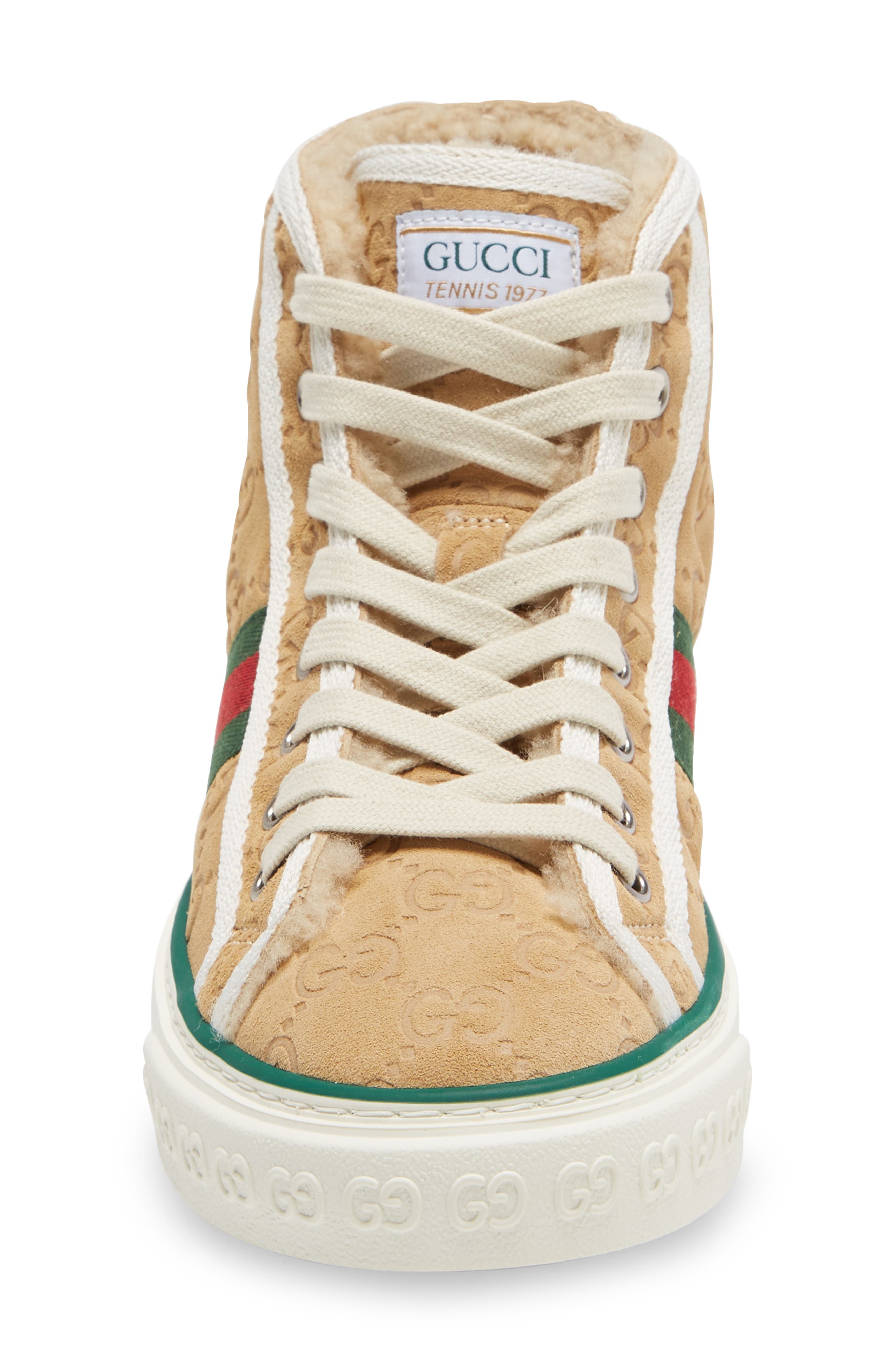 Gucci Tennis 1977 High Top Suede & Shearling Sneaker, Alternate, color, 