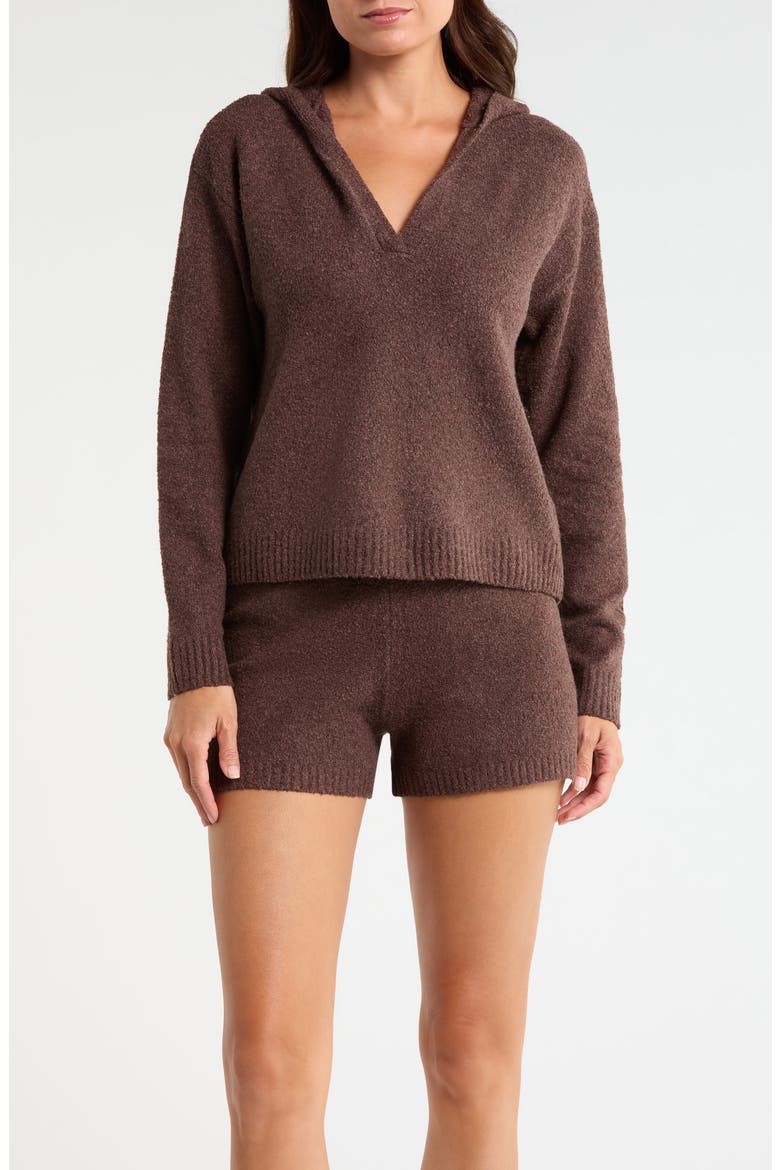 Cloud Soft Hoodie & Shorts Pajamas, Main, color, BROWN ROAST