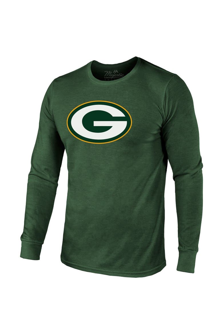 Men's Majestic Threads Jordan Love Green Green Bay Packers Name & Number Long Sleeve Tri-Blend T-Shirt, Alternate, color, Green