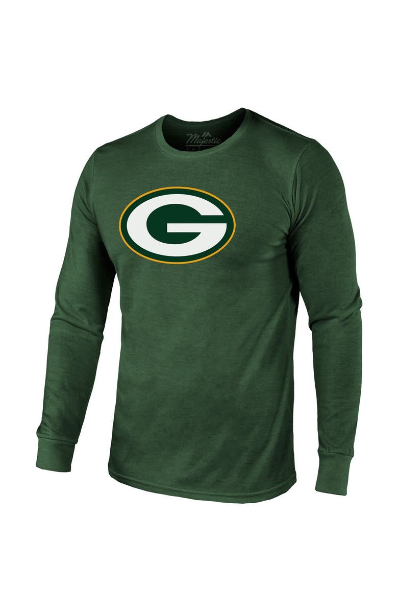 Majestic Threads Men's Majestic Threads Jordan Love Green Green Bay Packers Name & Number Long Sleeve Tri-Blend T-Shirt, Alternate, color, Green