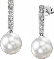 The Pearl Source South Sea Pearl Dangling Diamond Earrings