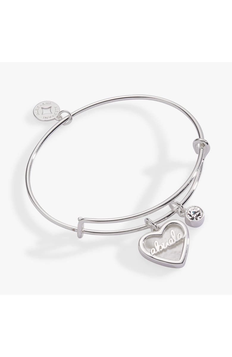 Alex and Ani Abuela Mother of Pearl Heart Bangle Bracelet Duo, Main, color, Silver