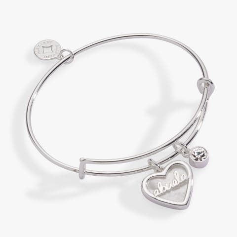 Abuela Mother of Pearl Heart Bangle Bracelet Duo