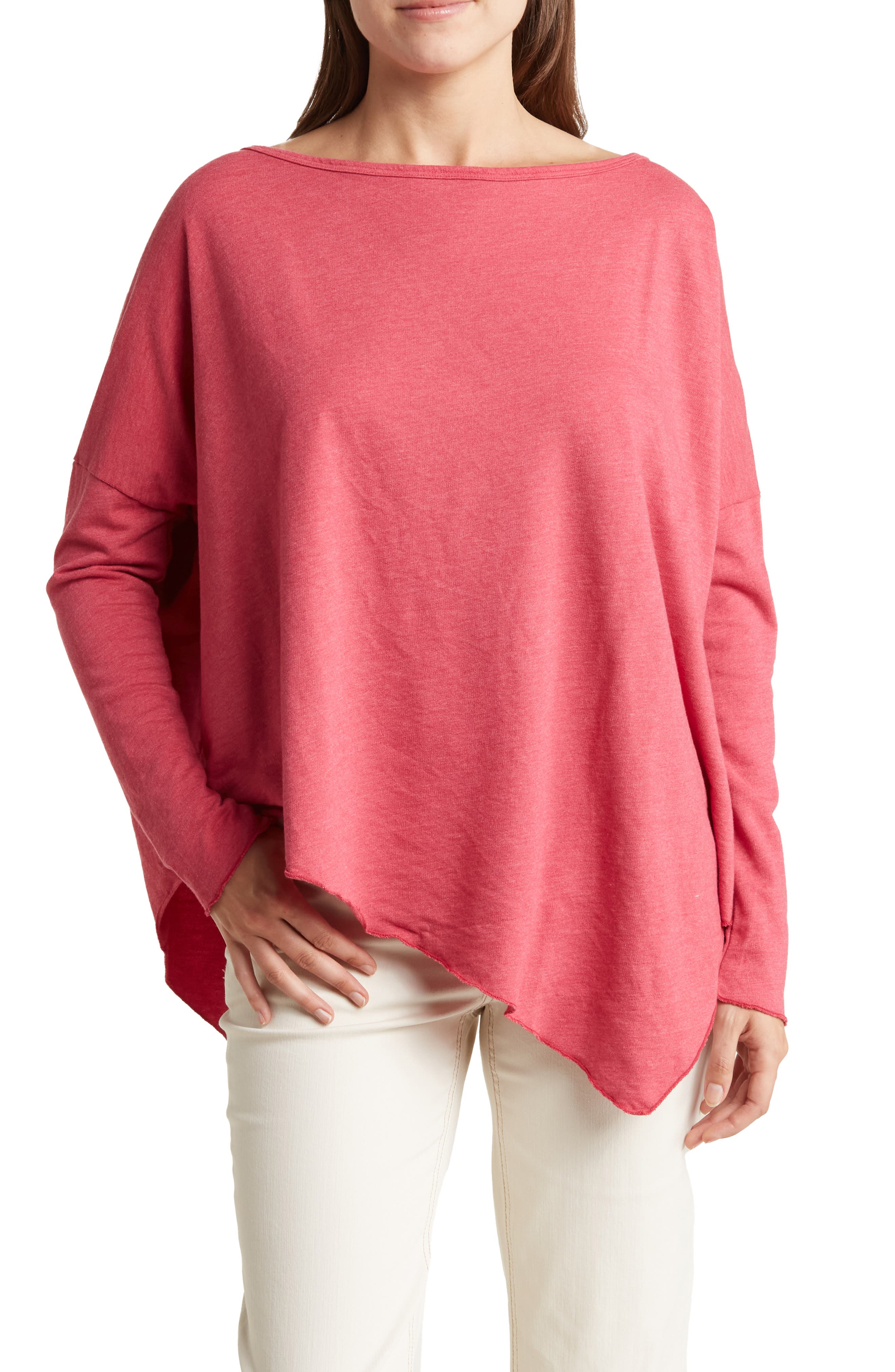 GO COUTURE Dolman Sleeve Asymmetrical Hem Pullover