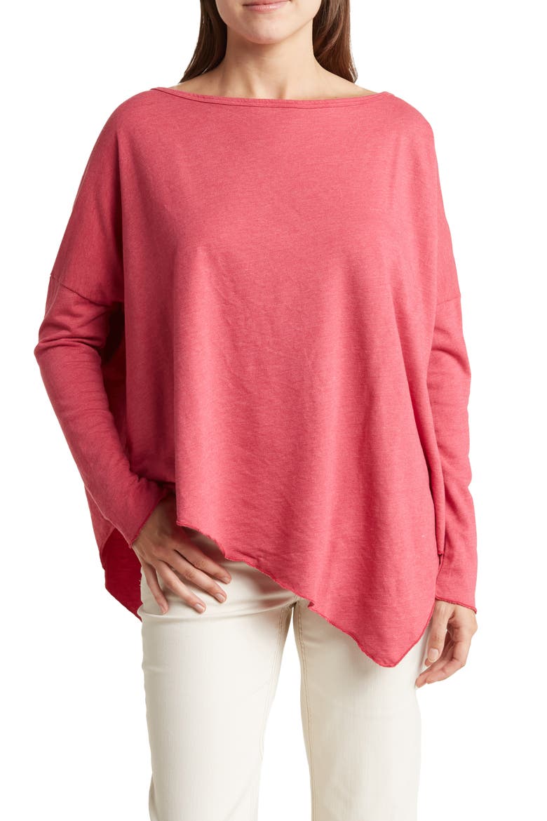 Dolman Sleeve Asymmetrical Hem Pullover, Main, color, BEETROOT PURPLE PINK