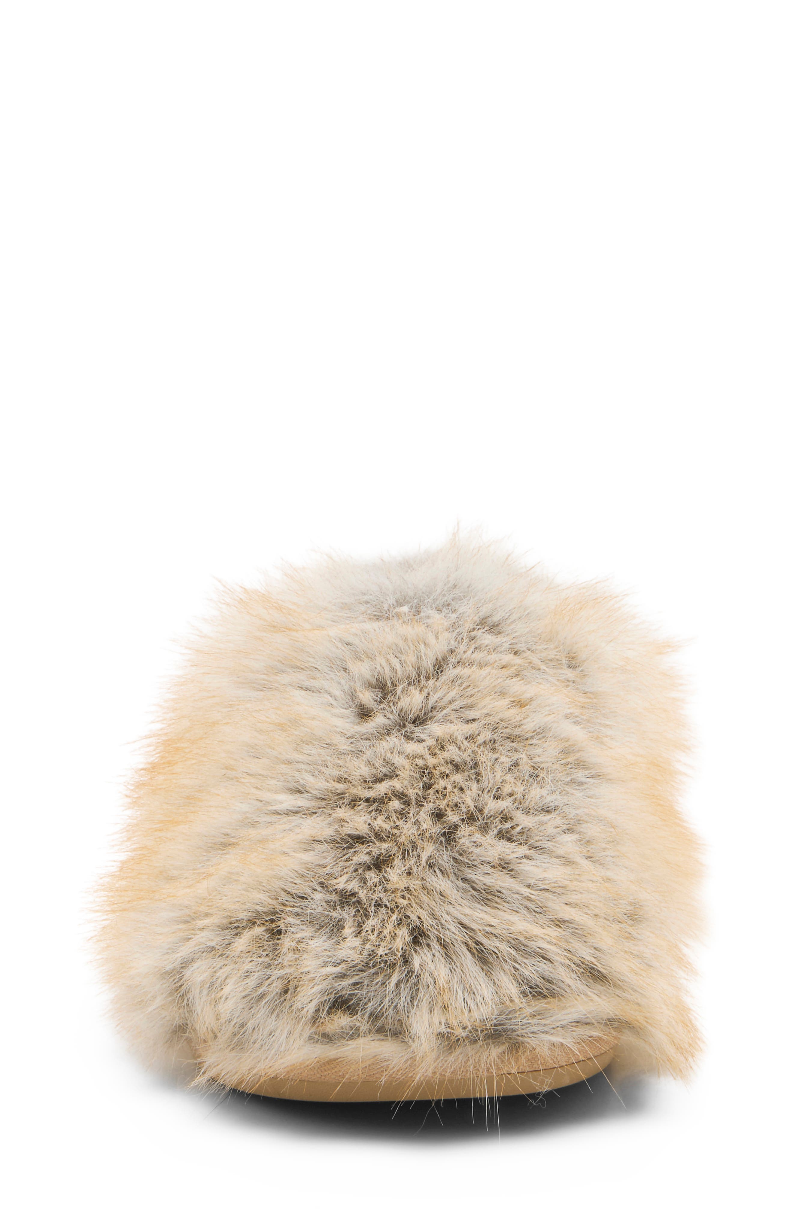 Snowed In Faux Fur Slipper, Alternate, color, BEIGE MULTI