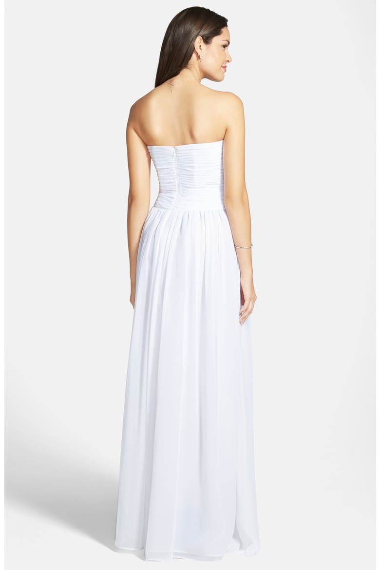Strapless Ruched Chiffon Gown, Alternate, color, IVORY