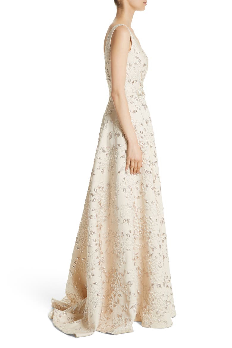 Couture Reembroidered Cloqué Gown, Alternate, color, CHAMPAGNE