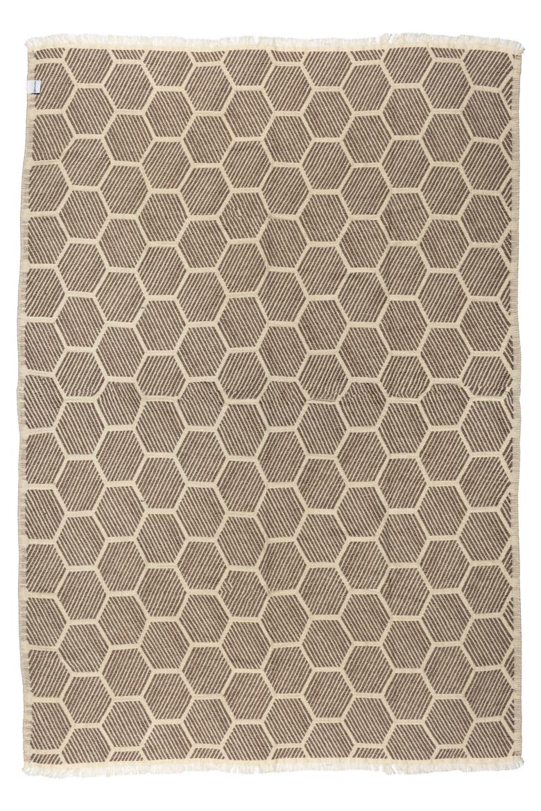 Hive Cotton Turkish Throw Blanket, Main, color, Brown
