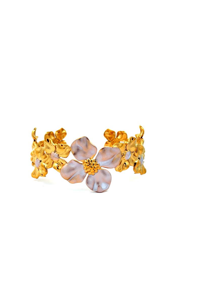 Floral Bangle Bracelet, Main, color, Gold Floral