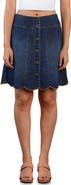 Wash Lab Denim Scalloped Hem Denim Miniskirt
