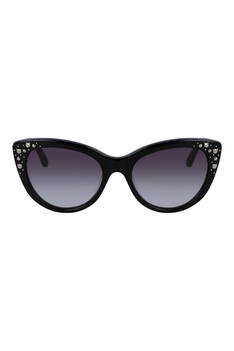 55mm Cat Eye Sunglasses, Main, color, BLACK
