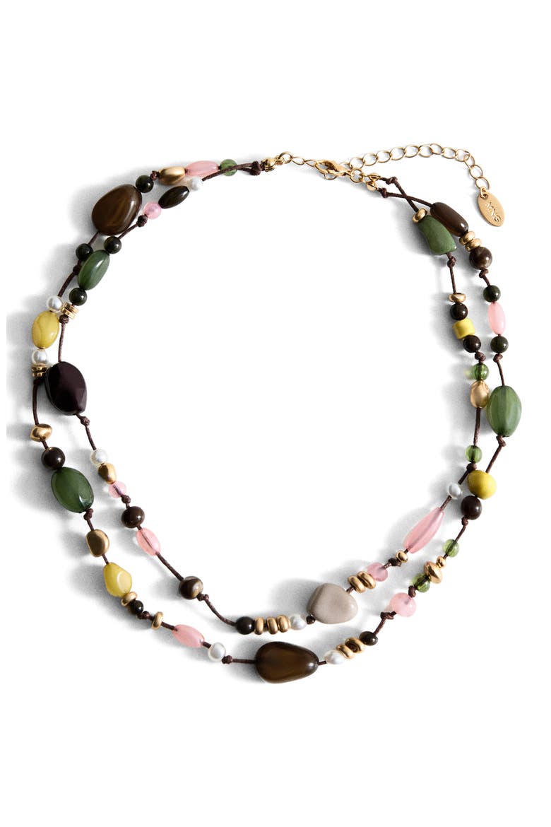 Beaded Layered Necklace, Main, color, PASTEL GREEN