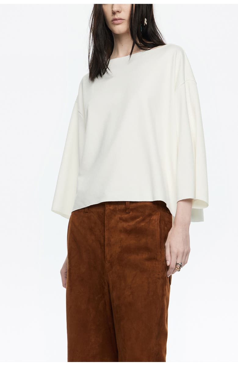 Bimba y Lola Ponte Di Roma Boxy T-Shirt, Main, color, Ivory