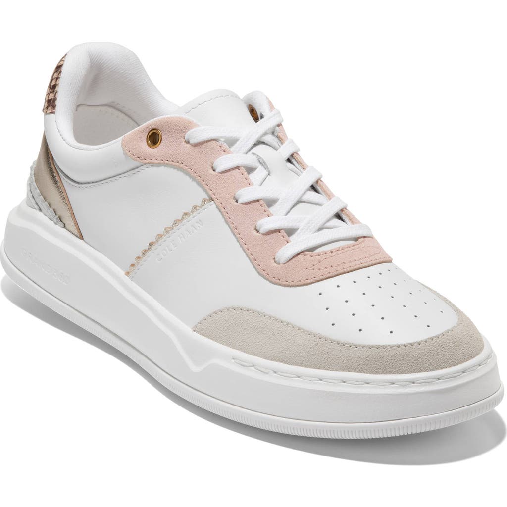 Shop Cole Haan Grandpro Carissa Sneaker In White/silver Birch Suede
