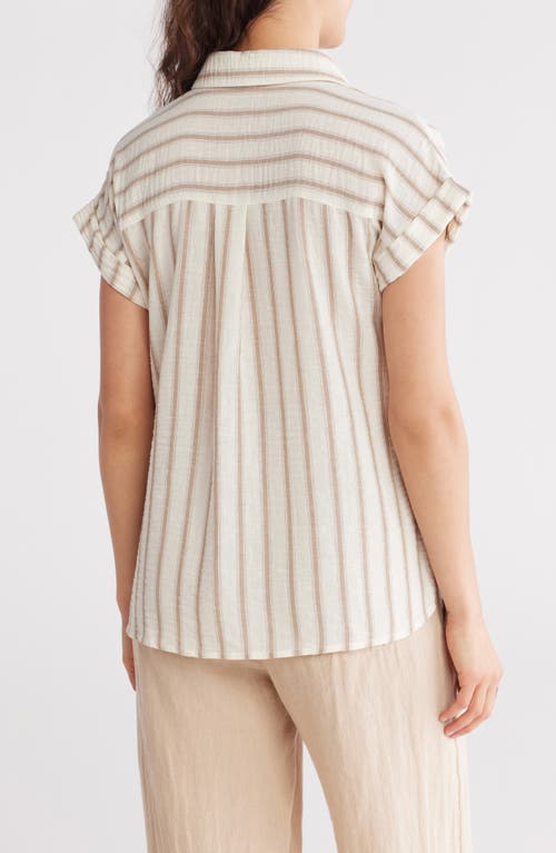Blu Pepper Stripe Button-up Shirt In Light Khaki