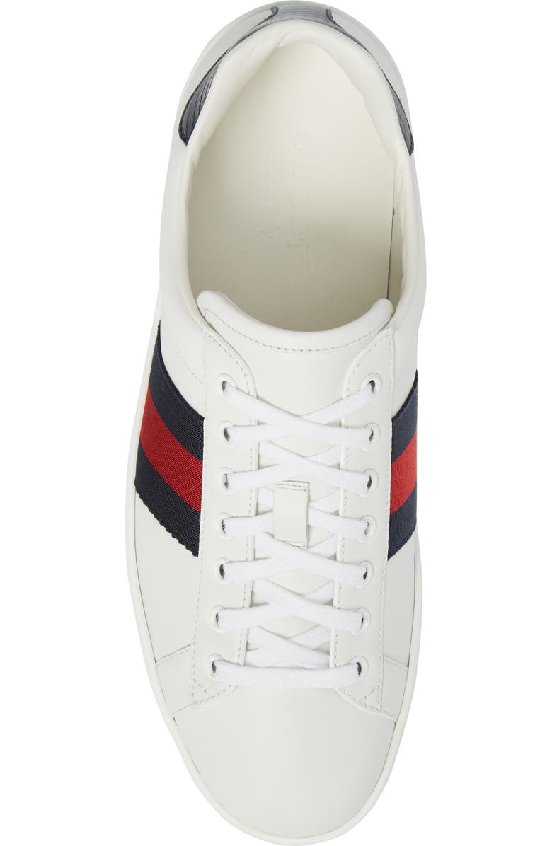Gucci New Ace Clean Web Stripe Sneaker, Alternate, color, Bianco