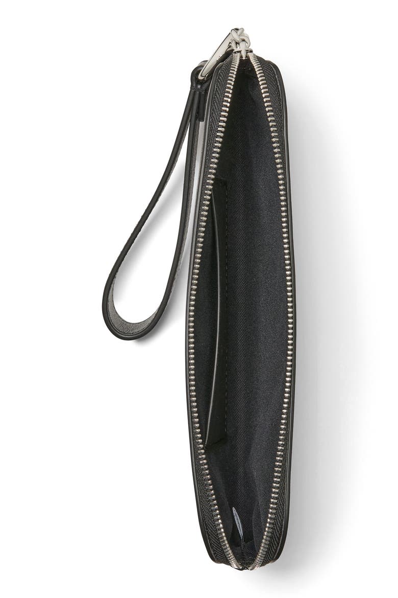 halo leather medium wristlet, Alternate, color, BLACK