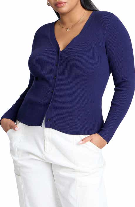Fitted V-Neck Rib Cardigan
