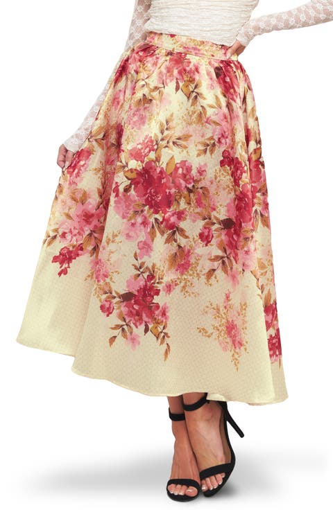 Floral Full Midi Skirt